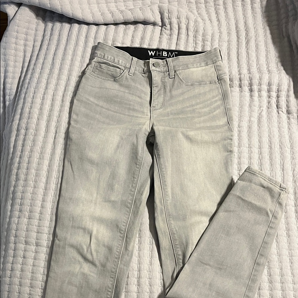 White House Black Market Pale Gray Skinny Jeans